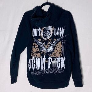 Sikspak Outlaw Scum F@CK Here To Bum You Out Graphic Hoodie M
